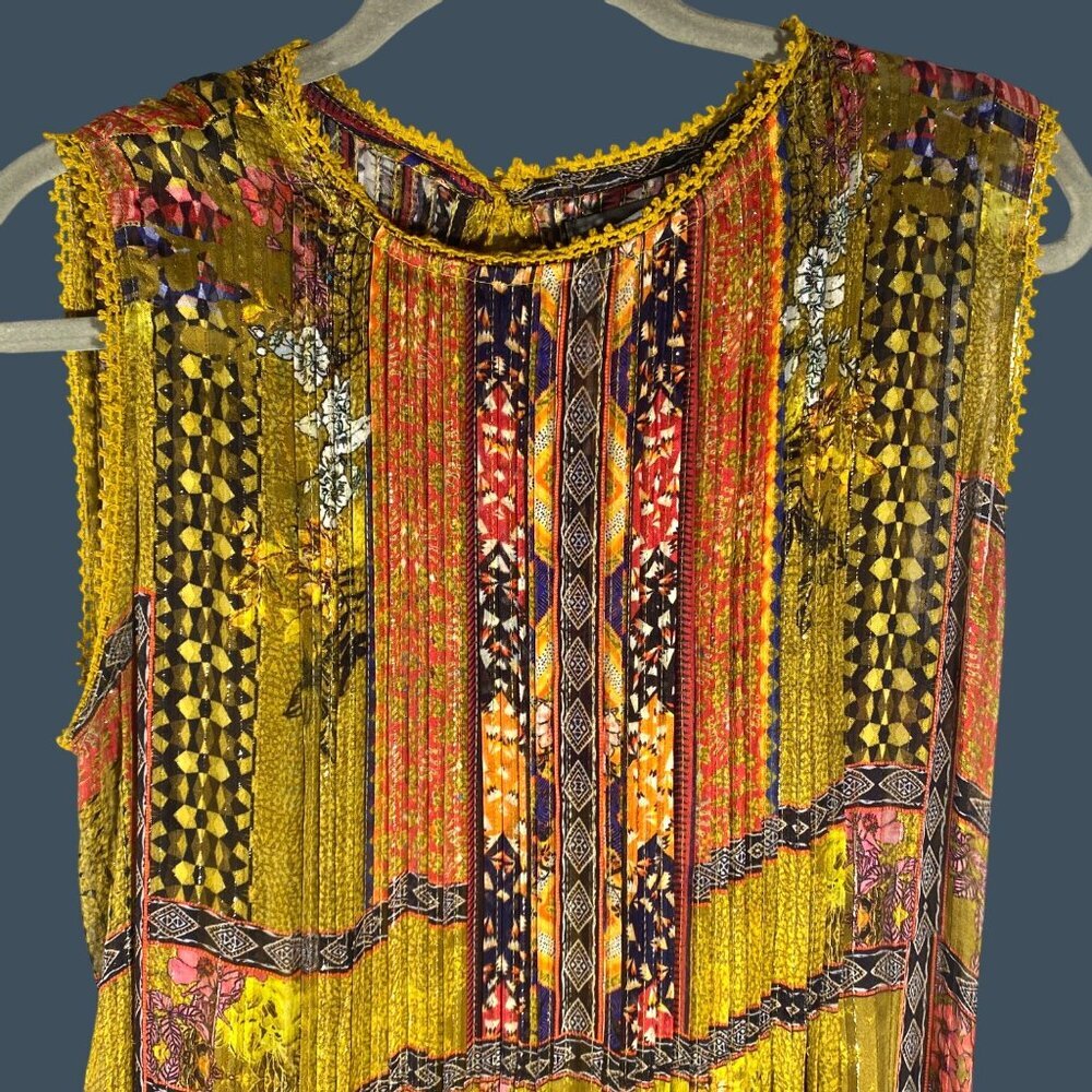 Bhanuni By Jyoti Anthropologie Citron Sleeveless Maxi Dress S slip dress lined t - Picture 6 of 15